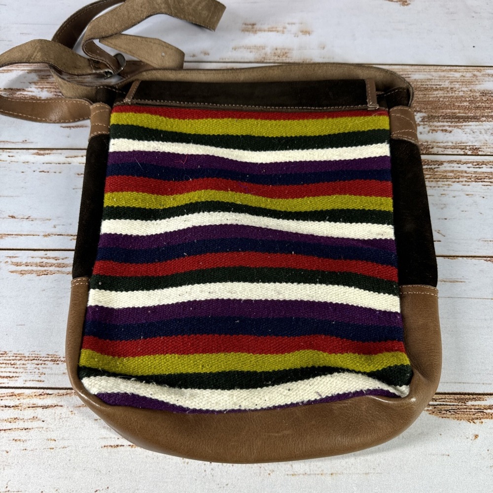 Vintage Malky Ecuador Wool Suede Shoulder Bag Handmade Woven Black Leather - Picture 5 of 10